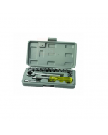 Maurer cassetta chiavi a bussola serie 16 pezzi 1/4" acciaio al carbonio cromato e cassetta in plastica. 12 bussole (4:13 mm) + 4 accessori.	