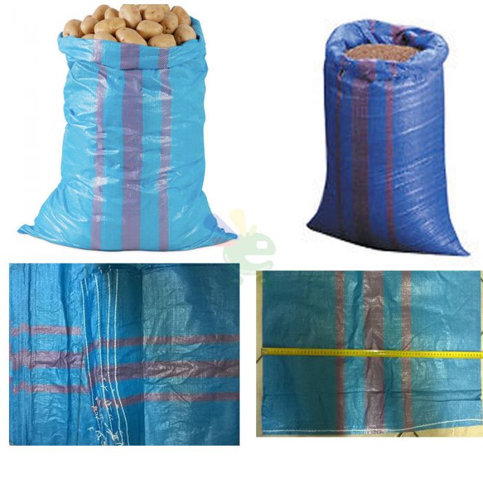 100 sacco sacchi sacconi per noci nocciole castagne spazzatura calcinacci  agricoltura giardinaggio in polietilene cm 70 x 120 blu