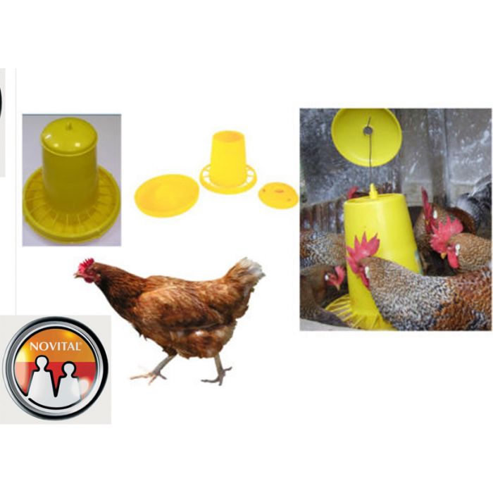 Novital mangiatoia a tramoggia per polli e galline capacità 20 litri 15 kg  di mangime antispreco