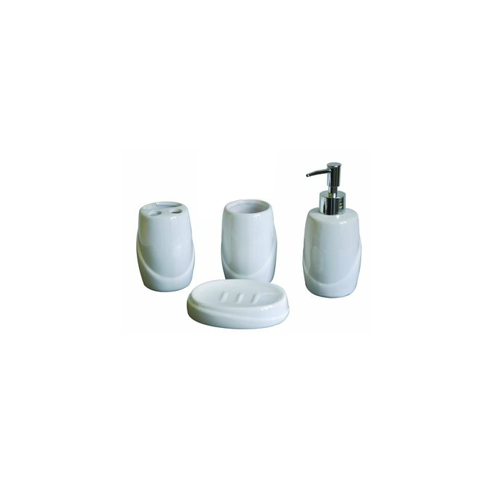 Set accessori bagno ceramica bianca portasapone liquido porta