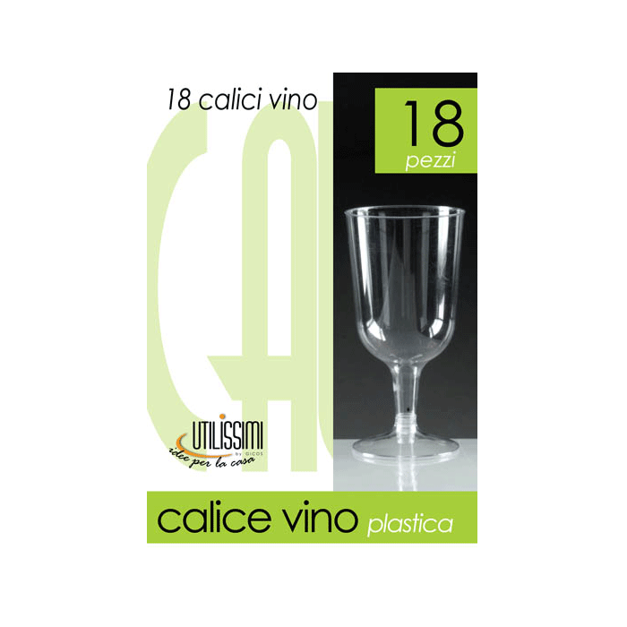 servizio di 18 bicchieri calici calice per vino in plastica confezione 18  pezzi