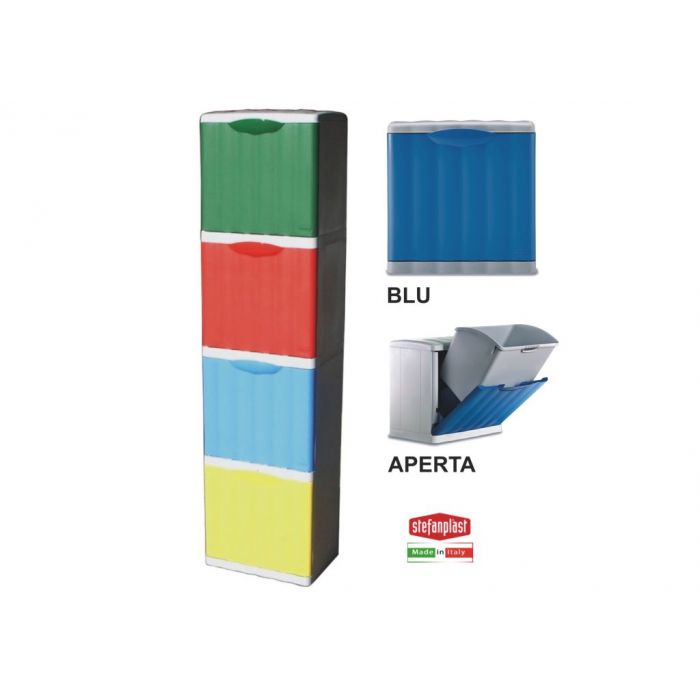 STEFANPLAST Pattumiera per raccolta differenziata Bidone rifiuti in plastica  Capacità 80 Litri Dimensioni 51x40x80 h cm colore Blu - 25602/BL13 Urban  Eco System
