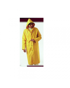Abbigliamento da lavoro impermeabile antistrappo a cappotto con cappuccio colore giallo in pvc e fori d'aerazione