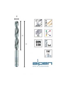 Alpen Din 338 punta per metallo HSS super rettificata per trapano a colonna e manuale