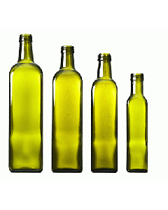 Bottiglia tipo marasca a base quadrata con tappo a vite per olio, vino, liquori 100 ml