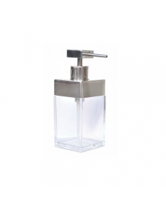 Dispenser sapone da bagno contenitore in plastica trasparente dispenser in acciaio cromato cm 6 x 6 x h 16