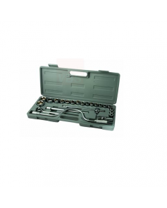 Maurer cassetta chiavi a bussola 20 pezzi 1/2" acciaio al carbonio cromato. Cassetta in plastica. 18 bussole (10:32 mm) + 6 accessori.